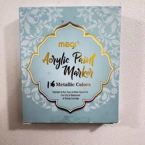 Magi Acrylic Paint Markers 16 Metallic Colors Water Based Fast Dry Permanent Ink